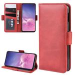 For Galaxy S10e Double Buckle Crazy Horse Business Mobile Phone Holster with Card Wallet Bracket Function(Red)