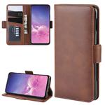 For Galaxy S10e Double Buckle Crazy Horse Business Mobile Phone Holster with Card Wallet Bracket Function(Brown)