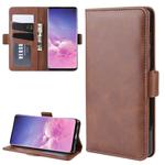 For Galaxy S10 Double Buckle Crazy Horse Business Mobile Phone Holster with Card Wallet Bracket Function(Brown)