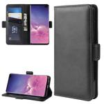 For Galaxy S10 Plus Double Buckle Crazy Horse Business Mobile Phone Holster with Card Wallet Bracket Function(Black)