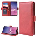 For Galaxy S10 Plus Double Buckle Crazy Horse Business Mobile Phone Holster with Card Wallet Bracket Function(Red)