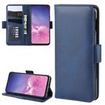 For Galaxy S10 5G Double Buckle Crazy Horse Business Mobile Phone Holster with Card Wallet Bracket Function(Blue)