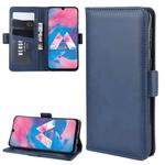 For Galaxy M30/A40S Double Buckle Crazy Horse Business Mobile Phone Holster with Card Wallet Bracket Function(Blue)