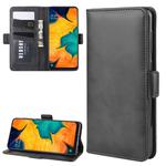 For Galaxy A30/A20 Double Buckle Crazy Horse Business Mobile Phone Holster with Card Wallet Bracket Function(Black)