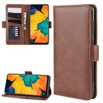 For Galaxy A30/A20 Double Buckle Crazy Horse Business Mobile Phone Holster with Card Wallet Bracket Function(Brown)