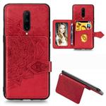 For OnePlus 7 Pro Mandala Embossed Magnetic Cloth PU + TPU + PC Case with Holder & Card Slots & Wallet & Photo Frame & Strap(Red)