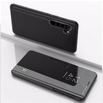 For Xiaomi Mi CC9 Pro Plated Mirror Horizontal Flip Leather Case with Holder(Black)