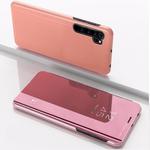 For Xiaomi Note 10 Plated Mirror Horizontal Flip Leather Cover with Stand Mobile Phone Holster(Rose Gold)
