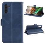 For Galaxy Note 10 Dual-side Magnetic Buckle Crazy Horse Horizontal Flip Leather Casewith Holder & Card Slots & Wallet & Photo Frame(Blue)