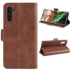 For Galaxy Note 10 Dual-side Magnetic Buckle Crazy Horse Horizontal Flip Leather Casewith Holder & Card Slots & Wallet & Photo Frame(Brown)
