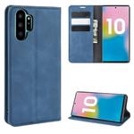 For Galaxy Note10+   Retro-skin Business Magnetic Suction Leather Case with Holder & Card Slots & Wallet(Dark Blue)
