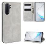 For Galaxy Note10 Retro-skin Business Magnetic Suction Leather Case with Holder & Card Slots & Wallet(Grey)