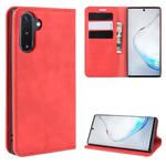 For Galaxy Note10 Retro-skin Business Magnetic Suction Leather Case with Holder & Card Slots & Wallet(Red)