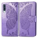 For Galaxy A70s Butterfly Love Flower Embossed Horizontal Flip Leather Case with Bracket / Card Slot / Wallet / Lanyard(Light Purple)