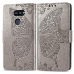 For LG K40S Butterfly Love Flower Embossed Horizontal Flip Leather Case with Bracket / Card Slot / Wallet / Lanyard(Gray)