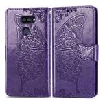 For LG K40S Butterfly Love Flower Embossed Horizontal Flip Leather Case with Bracket / Card Slot / Wallet / Lanyard(Dark Purple)