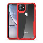 For iPhone 11 Transparent PC + TPU Full Coverage Shockproof Protective Case(Red)