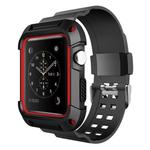 For Apple Watch 3 / 2 / 1 Generation 42mm All-In-One Silicone Strap(Black + Red)