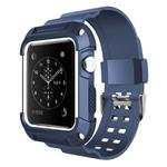 For Apple Watch 3 / 2 / 1 Generation 42mm All-In-One Silicone Strap(Blue + White)