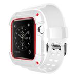 For Apple Watch 3 / 2 / 1 Generation 38mm All-In-One Silicone Strap(White + Red)