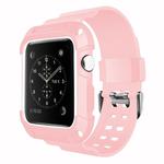 For Apple Watch 3 / 2 / 1 Generation 38mm All-In-One Silicone Strap(Pink + White)