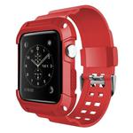 For Apple Watch 3 / 2 / 1 Generation 38mm All-In-One Silicone Strap(Red + Black)