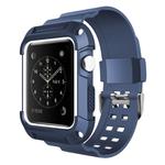 For Apple Watch 3 / 2 / 1 Generation 38mm All-In-One Silicone Strap(Blue + White)
