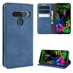 For LG G8S ThinQ  Retro-skin Business Magnetic Suction Leather Case with Holder & Card Slots & Wallet(Dark Blue)