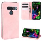 For LG G8S ThinQ  Retro-skin Business Magnetic Suction Leather Case with Holder & Card Slots & Wallet(Pink)
