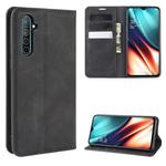 For Oppo K5 / Realme XT / Realme X2 Retro-skin Business Magnetic Suction Leather Case with Holder & Card Slots & Wallet(Black)