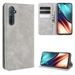 For Oppo K5 / Realme XT / Realme X2 Retro-skin Business Magnetic Suction Leather Case with Holder & Card Slots & Wallet(Grey)