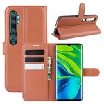 For Xiaomi Mi Note 10 / Note 10 Pro / CC9 Pro Litchi Texture Horizontal Flip Protective Case with Holder & Card Slots & Wallet(Brown)