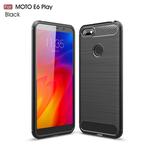 For  Motorola Moto E6 Play Brushed Texture Carbon Fiber TPU Case(Black)