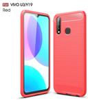 For Vivo U3 / Y19 Brushed Texture Carbon Fiber TPU Case(Red)