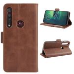 For Motorola Moto G8 Plus  Double Buckle Crazy Horse Business Mobile Phone Holster with Card Wallet Bracket Function(Brown)