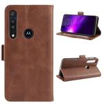 For Motorola One Macro Double Buckle Crazy Horse Business Mobile Phone Holster with Card Wallet Bracket Function(Brown)