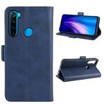 For Xiaomi Redmi Note 8T Double Buckle Crazy Horse Business Mobile Phone Holster with Card Wallet Bracket Function(Blue)