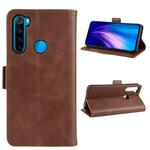 For Xiaomi Redmi Note 8T Double Buckle Crazy Horse Business Mobile Phone Holster with Card Wallet Bracket Function(Brown)