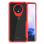 For OnePlus 7T Transparent PC + TPU Full Coverage Shockproof Protective Case(Red)