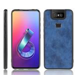 For Asus Zenfone 6 ZS630KL Shockproof Sewing Cow Pattern Skin PC + PU + TPU Case(Blue)