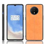 For OnePlus 7T Shockproof Sewing Cow Pattern Skin PC + PU + TPU Case(Orange)