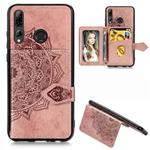 For Huawei Honor 9X Mandala Embossed Magnetic Cloth PU + TPU + PC Case with Holder & Card Slots & Wallet & Photo Frame & Strap(Rose Gold)