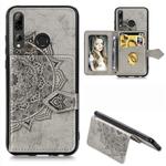 For Huawei Enjoy 9S Mandala Embossed Magnetic Cloth PU + TPU + PC Case with Holder & Card Slots & Wallet & Photo Frame & Strap(Gray)