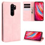 For Xiaomi Redmi Note 8 Pro Retro-skin Business Magnetic Suction Leather Case with Holder & Card Slots & Wallet(Pink)