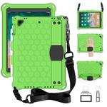 For iPad Air / Air 2 / Pro 9.7 / iPad 9.7 (2017) /  iPad 9.7 (2018) Honeycomb Design EVA + PC Four Corner Shockproof Protective Case with Straps(Green+Black)