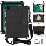 For    iPad Pro 10.5 Honeycomb Design EVA + PC Four Corner Anti Falling Flat Protective Shell With Straps(Black+Black)