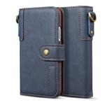 For iPhone 6 Plus Cowhide Texture Horizontal Flip Leather Case with Holder & Card Slots & Wallet & Lanyard(Blue)