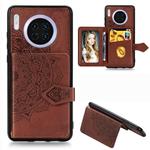 For Huawei Mate 30 Mandala Embossed Magnetic Cloth PU + TPU + PC Case with Holder & Card Slots & Wallet & Photo Frame & Strap(Brown)