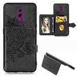 For OPPO Reno   Mandala Embossed Magnetic Cloth PU + TPU + PC Case with Holder & Card Slots & Wallet & Photo Frame & Strap(Black)