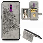 For OPPO Reno   Mandala Embossed Magnetic Cloth PU + TPU + PC Case with Holder & Card Slots & Wallet & Photo Frame & Strap(Gray)